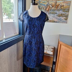 Moon Cobalt Blue With Black Lace Dress, Size 11 (L)Style#JD10121OAN, NWT